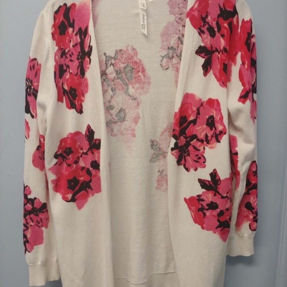 NY Collection Floral Cardigan Petite Large